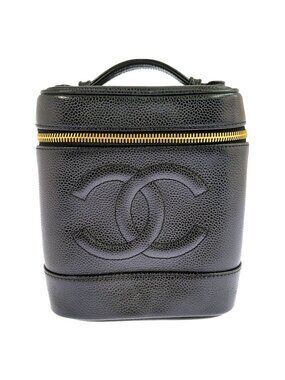 Chanel Caviar Leather Vanity Bag Handbag Black